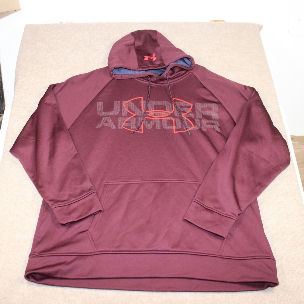 Under Armour Storm Hoodie Mens 2X Maroon Pullover Sweatshirt Graphic Logo